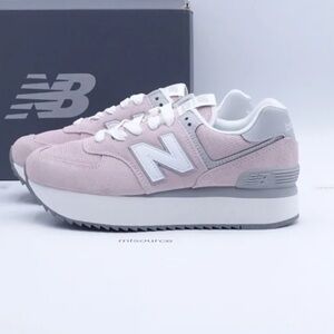 New Balance Women's Stone Pink and Gray Platform 574 Sneakers
